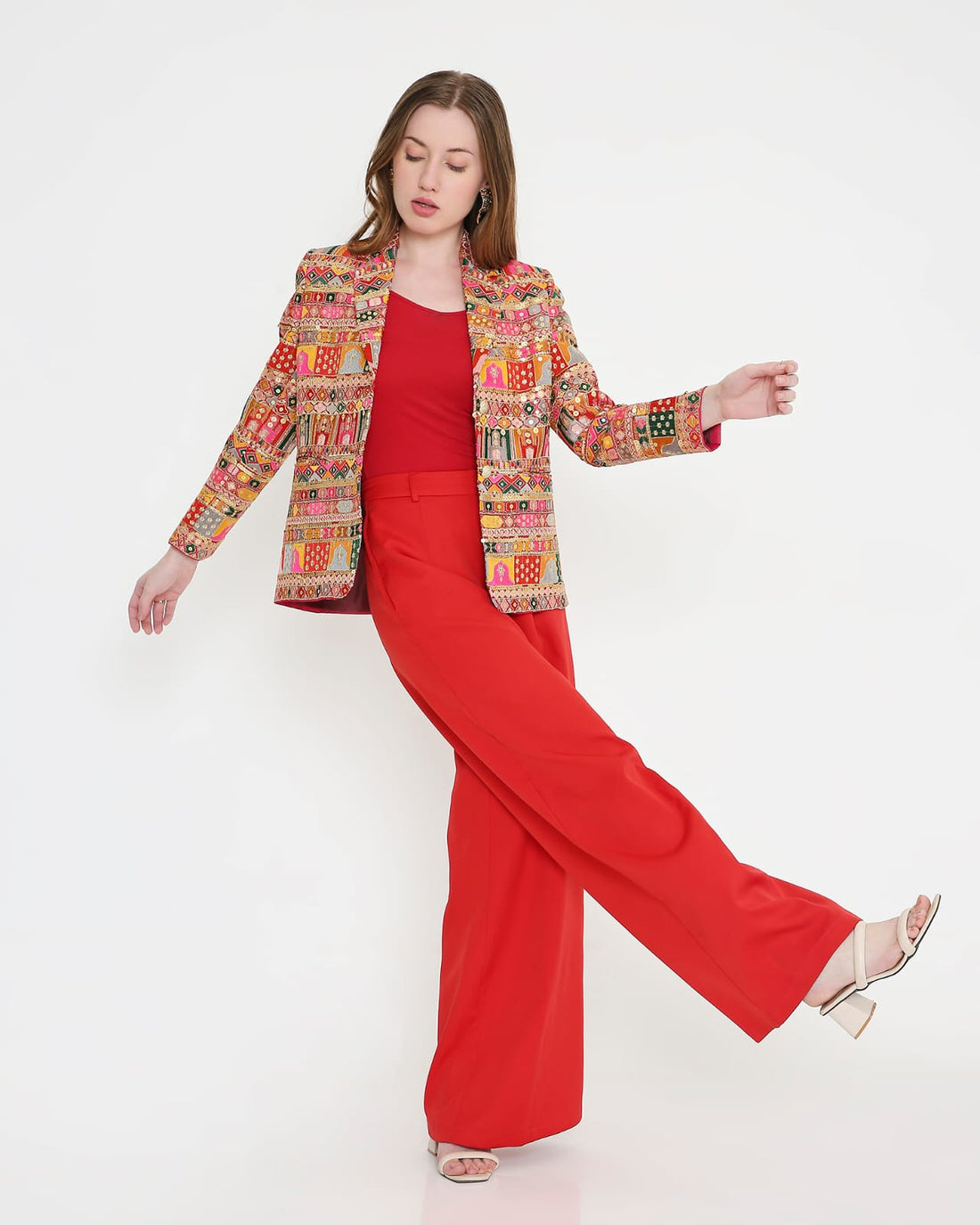 Ruby Mosaic Embellished Blazer & Corset Set