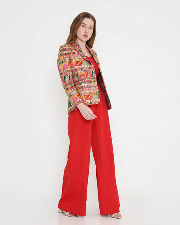 Ruby Mosaic Embellished Blazer & Corset Set