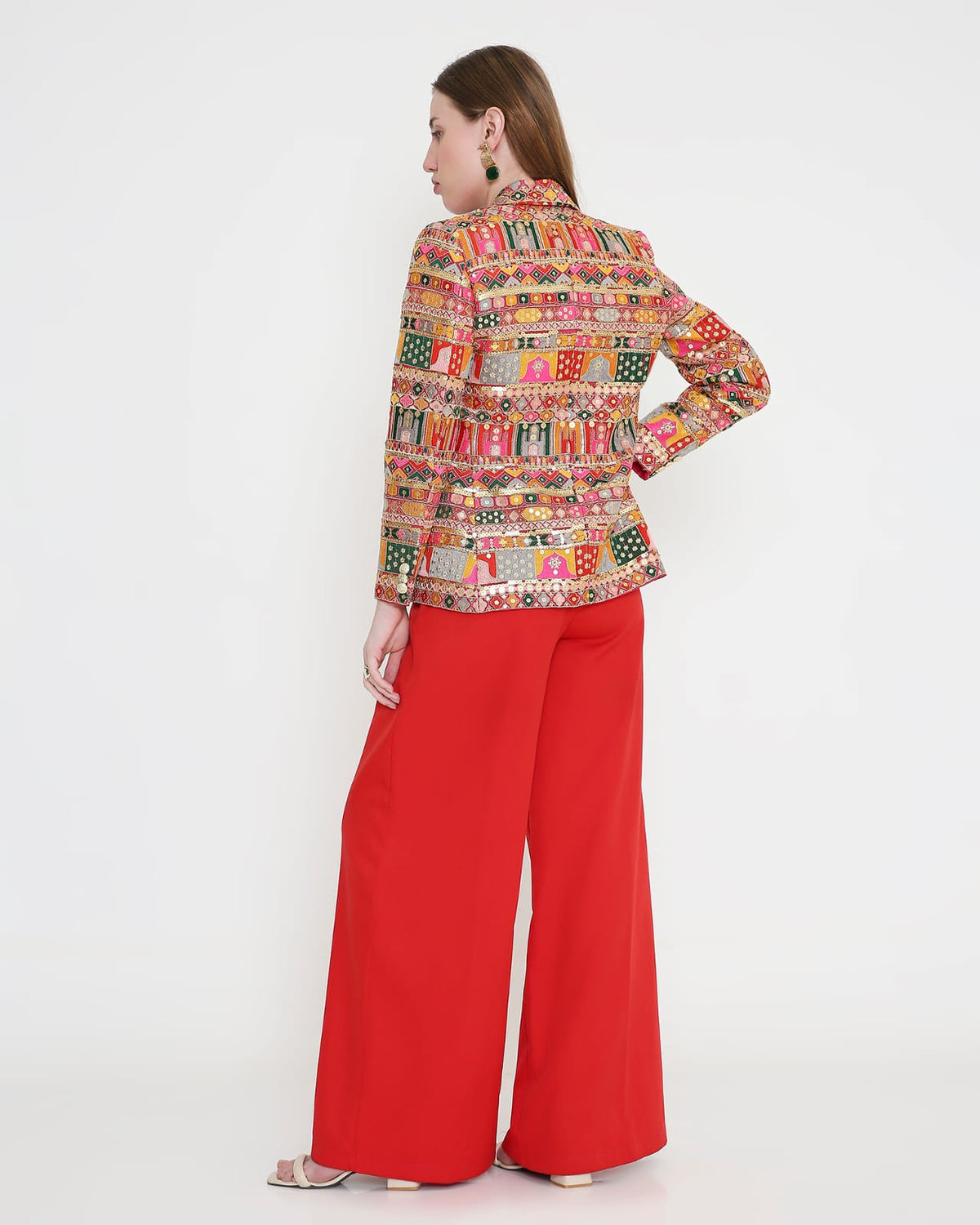 Ruby Mosaic Embellished Blazer & Corset Set