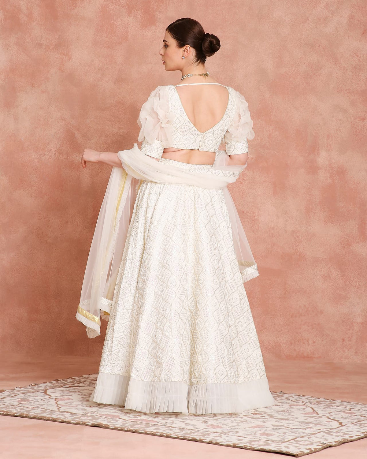 Ivory Pearl Luxe Ruffle Lehenga Set