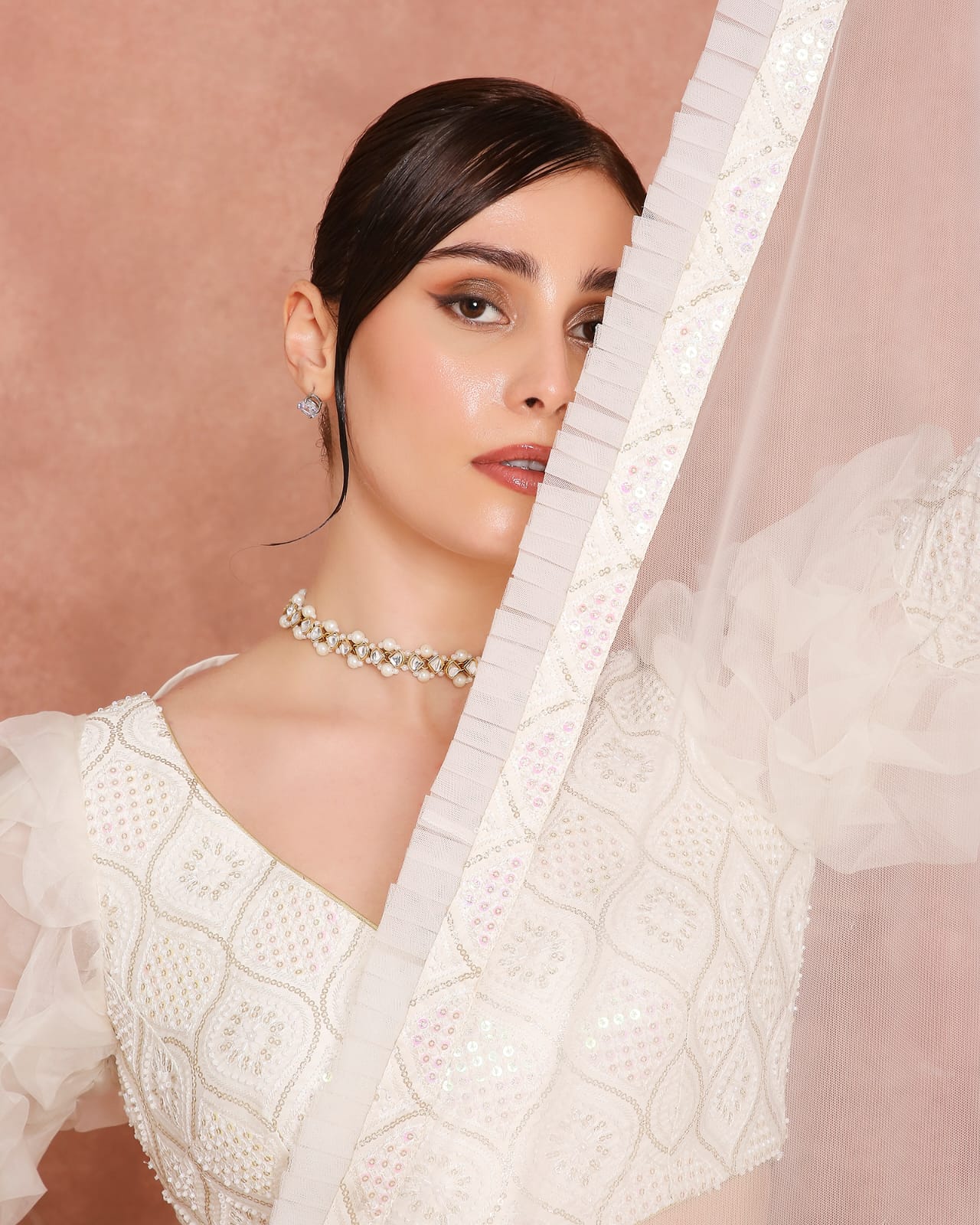 Ivory Pearl Luxe Ruffle Lehenga Set