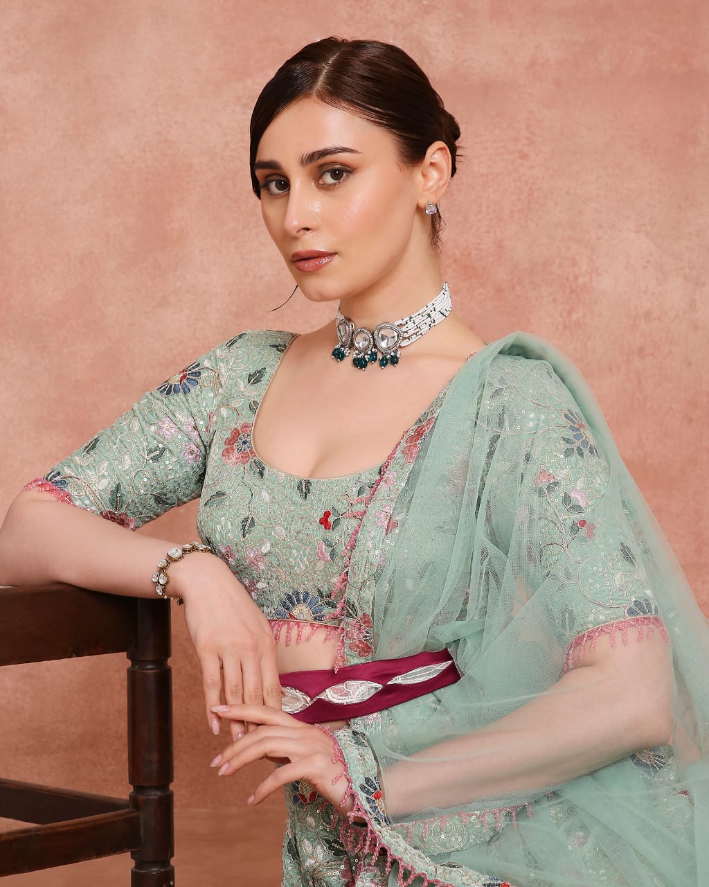 Mint Garden Luxe Embroidered Lehenga Set