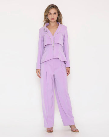 Lilac Luxe Pearl-Trimmed Co-Ord Set